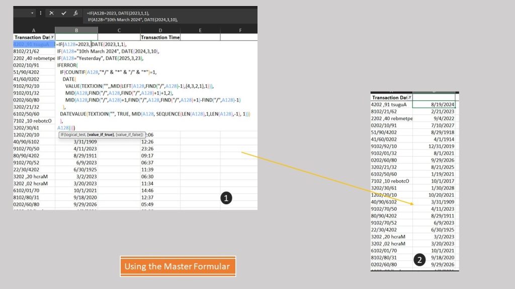 applying master excel date cleaning function